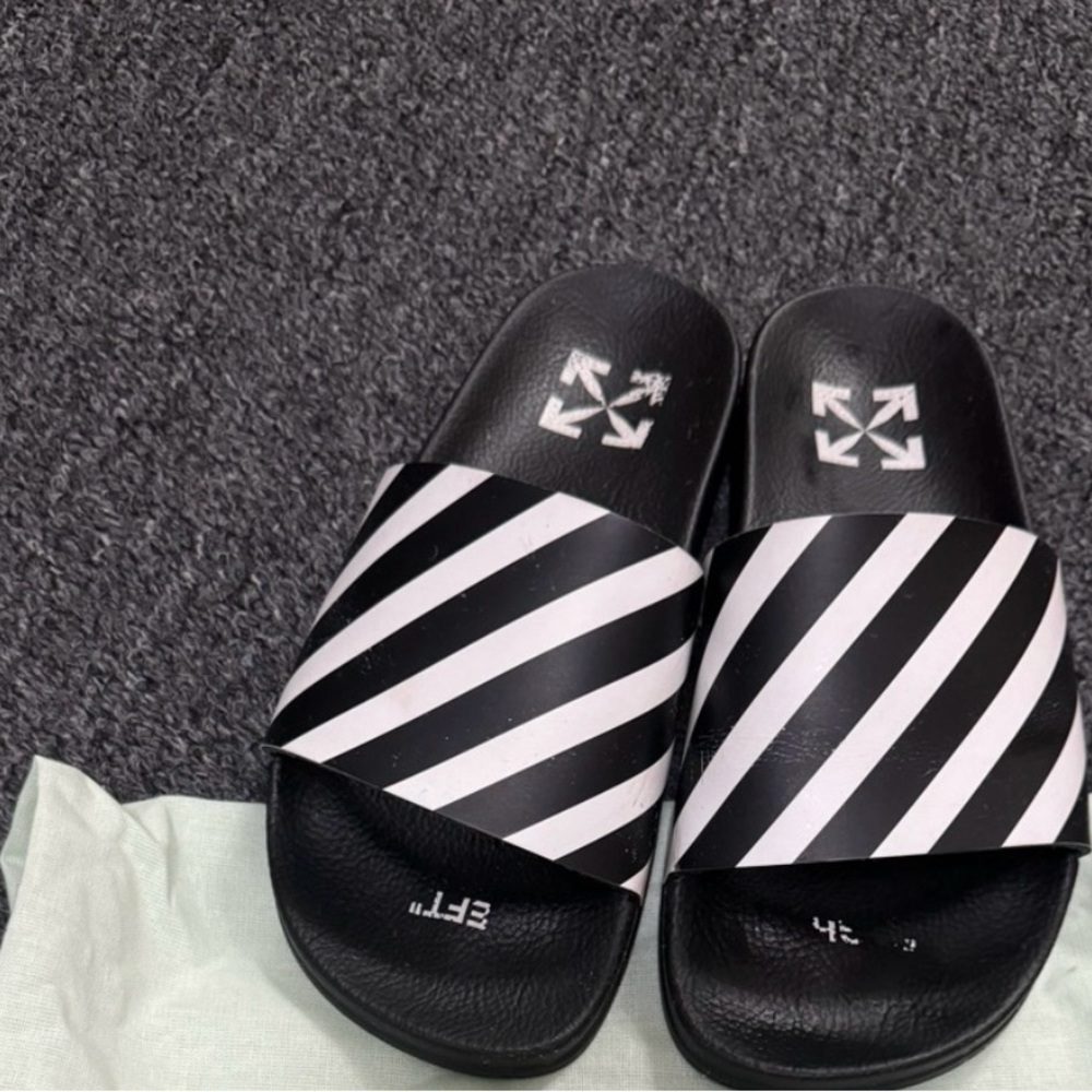 Off-White Black and White Striped Sandals